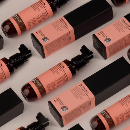 Fluid ounce measurement and silicone free product features on MOREMO packaging