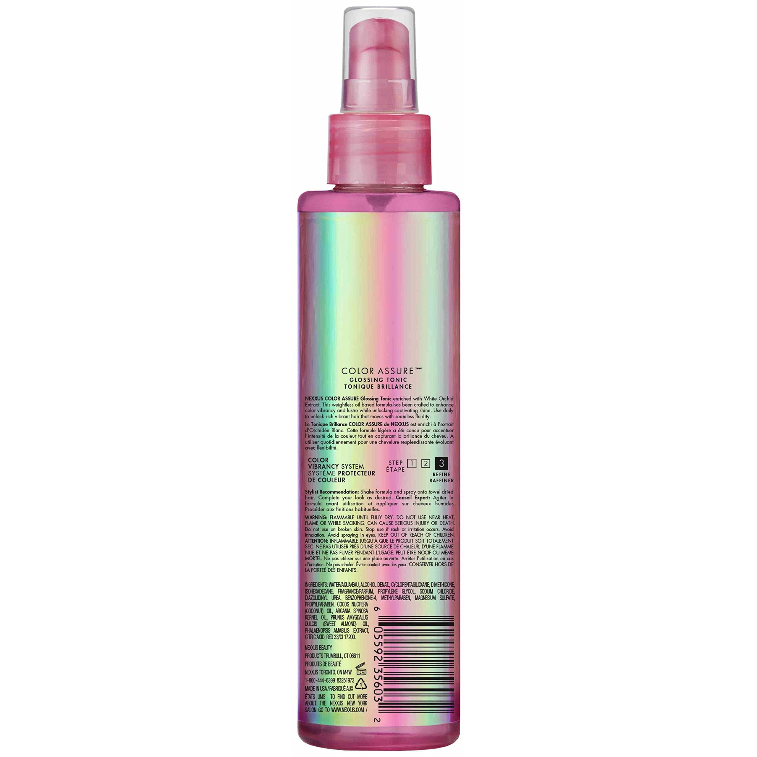 Nexxus shine enhancing tonic bottle showing white orchid extract label