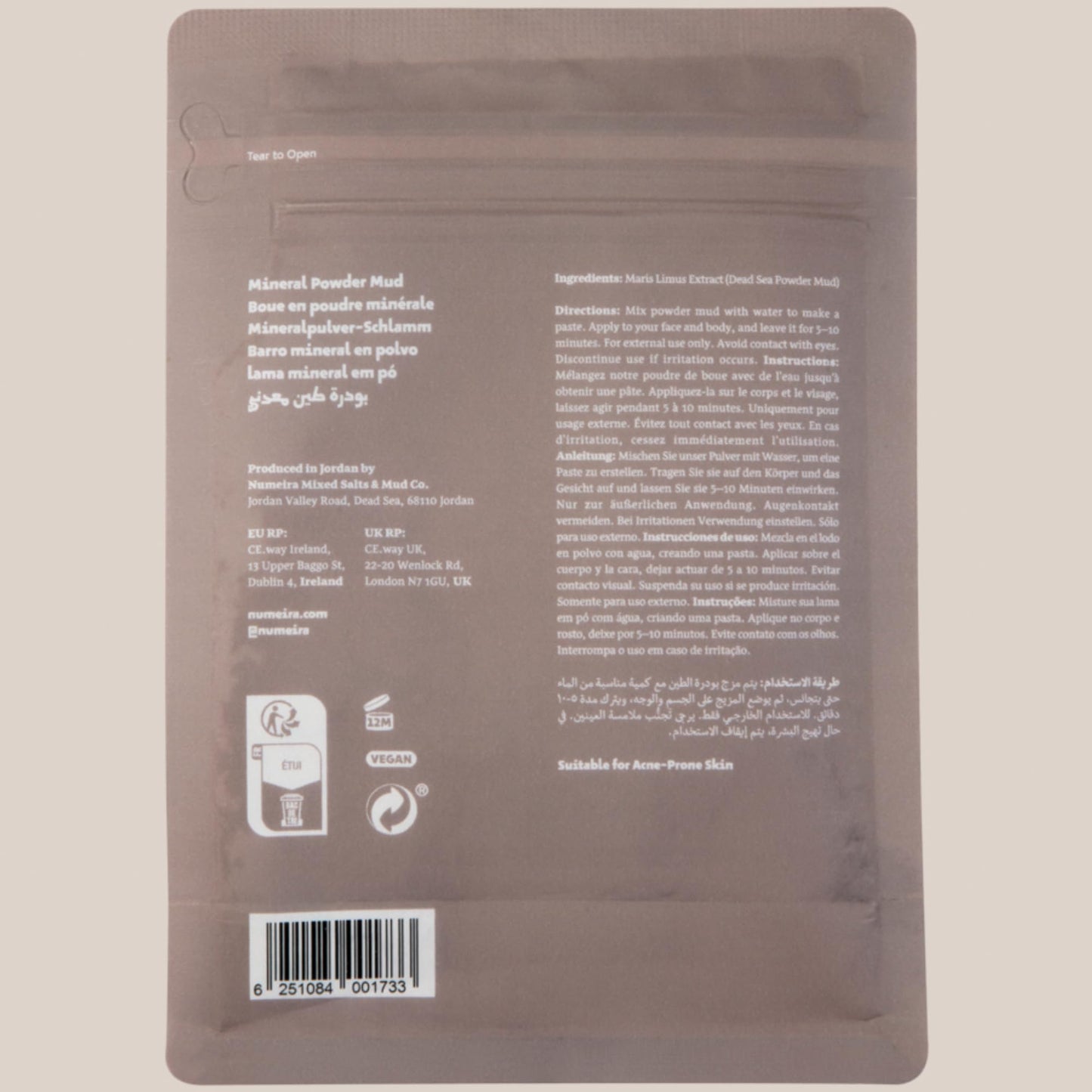 Natural mineral-rich Numeira mud powder for skin detox