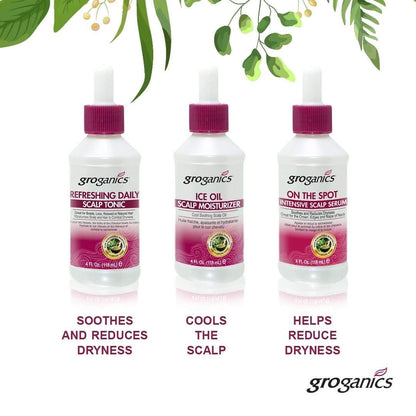 Groganics four fluid ounce daily scalp care product bottle