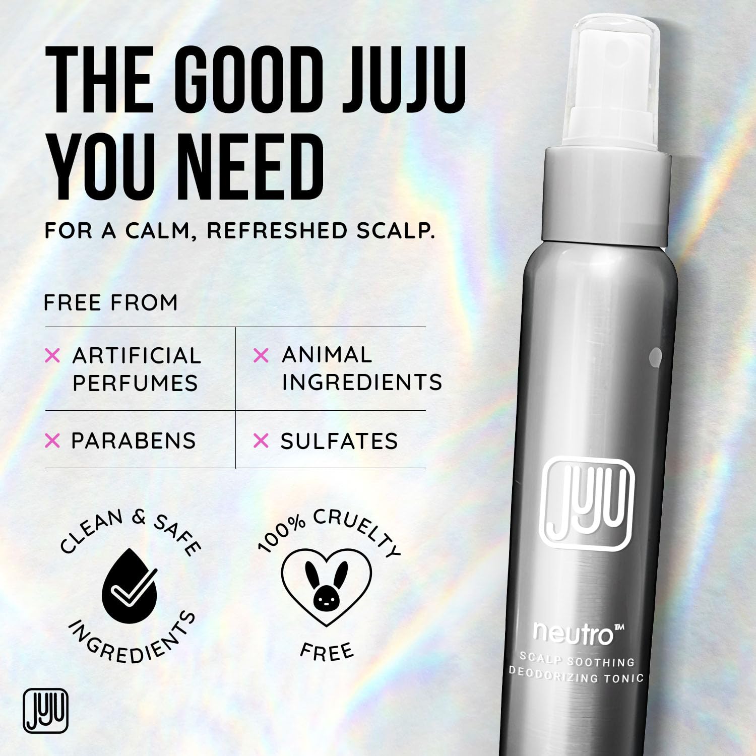 JUJU CHAN Neutro hair refresher spray with peppermint and rosemary essential oils for odor elimination