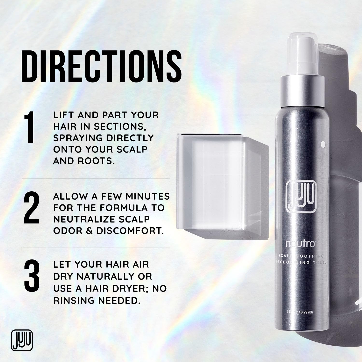 JUJU CHAN Neutro hair deodorant mist for men and women on a clean background