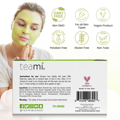 Teami skincare collection featuring the Green Tea Detox Face Mask