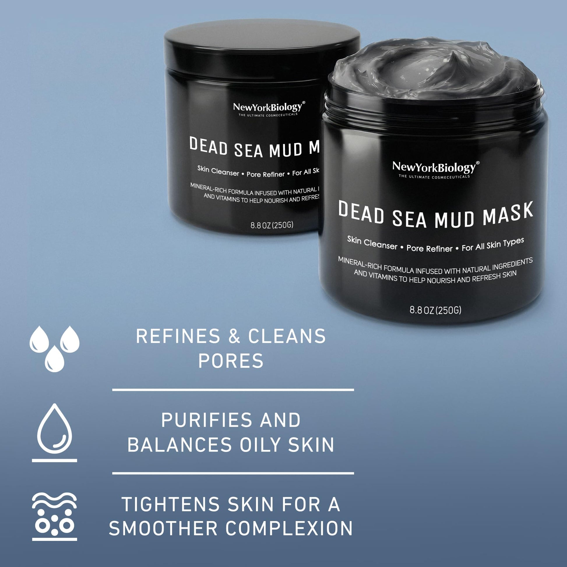 Side profile of New York Biology Dead Sea Mud Mask jar