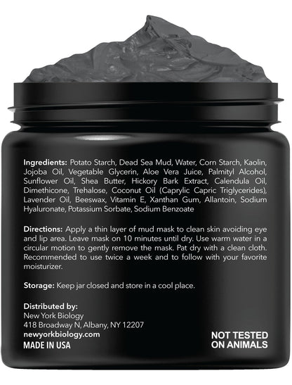Ingredient list and details on New York Biology Dead Sea Mud Mask label