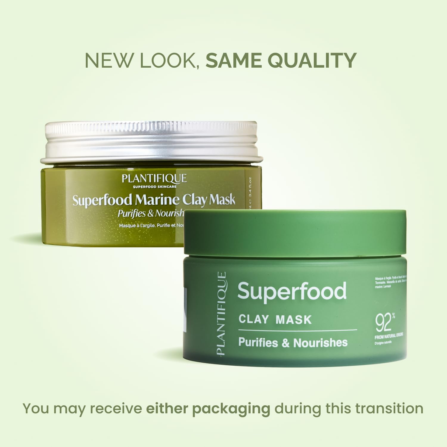 Authentic imported USA skincare product packaging for Plantifique avocado mask three point four ounce jar