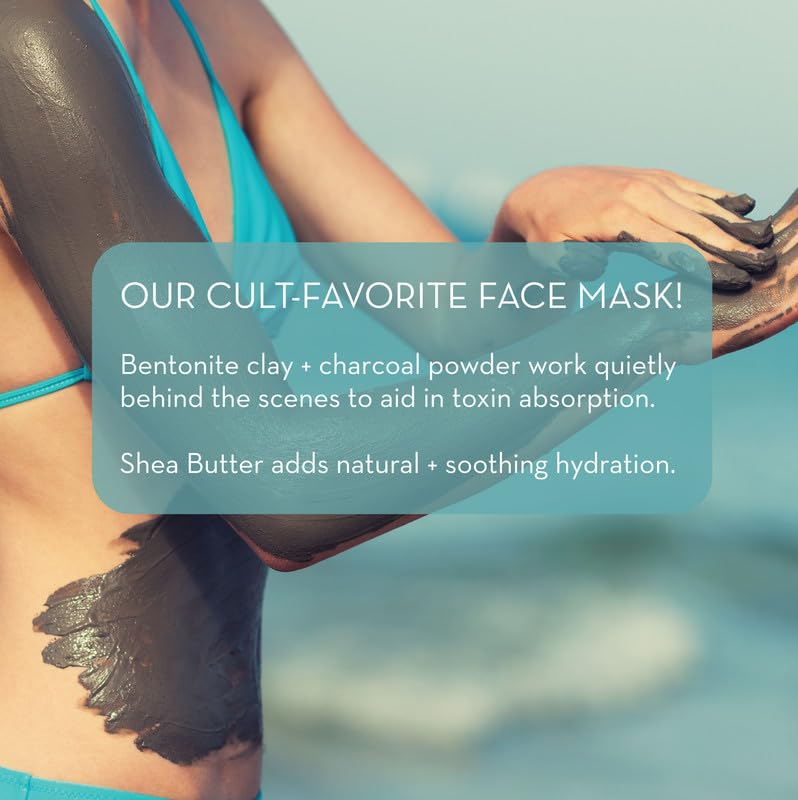 Pore minimizing facial treatment mask jar showcasing ingredient highlights.