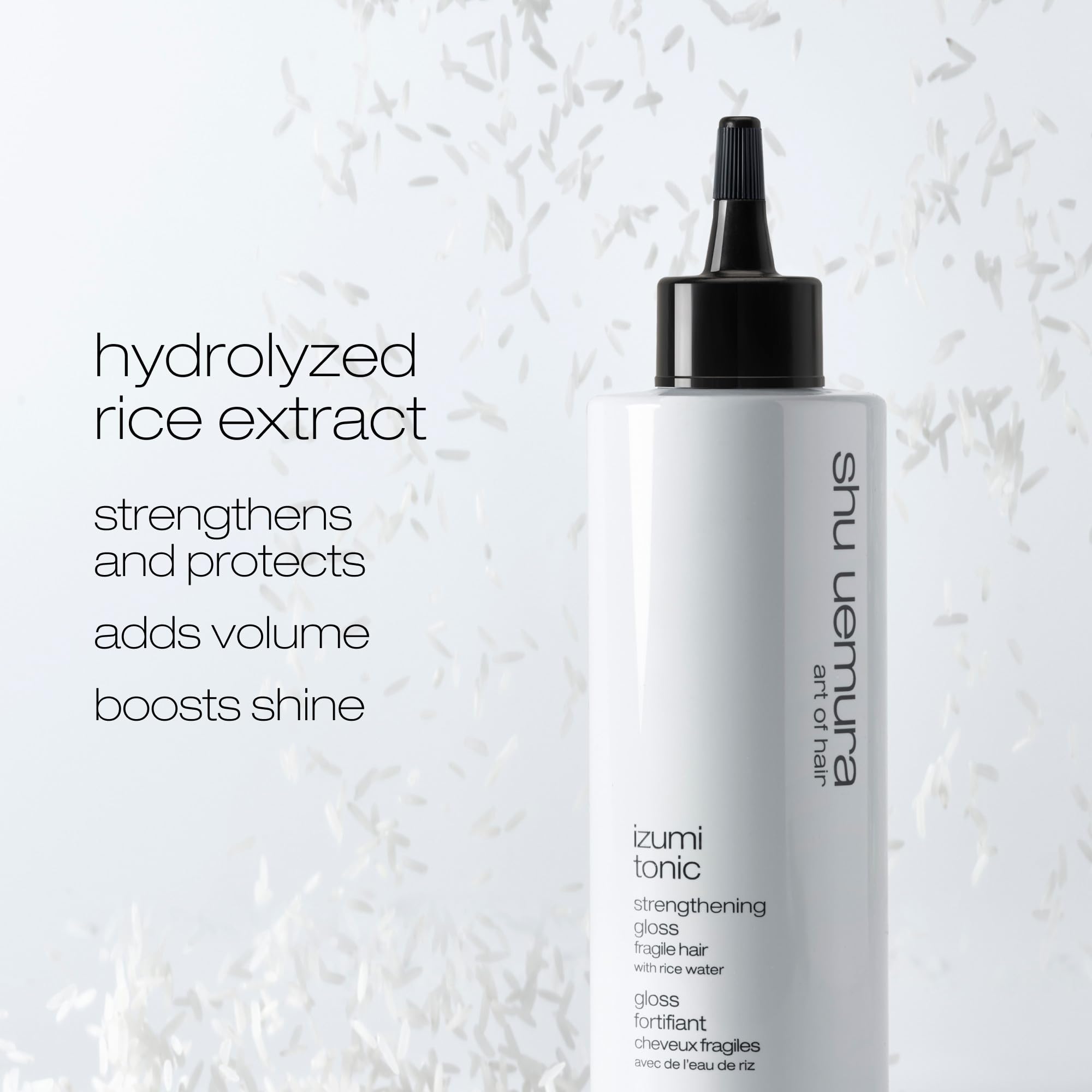 Close up of liquid lamellar hair gloss for instant mirror like radiance