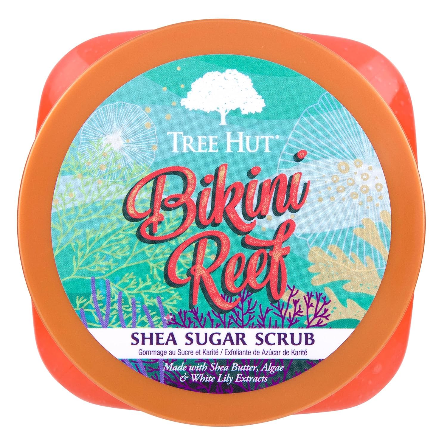 Tree Hut vanilla body exfoliator jar showing product texture