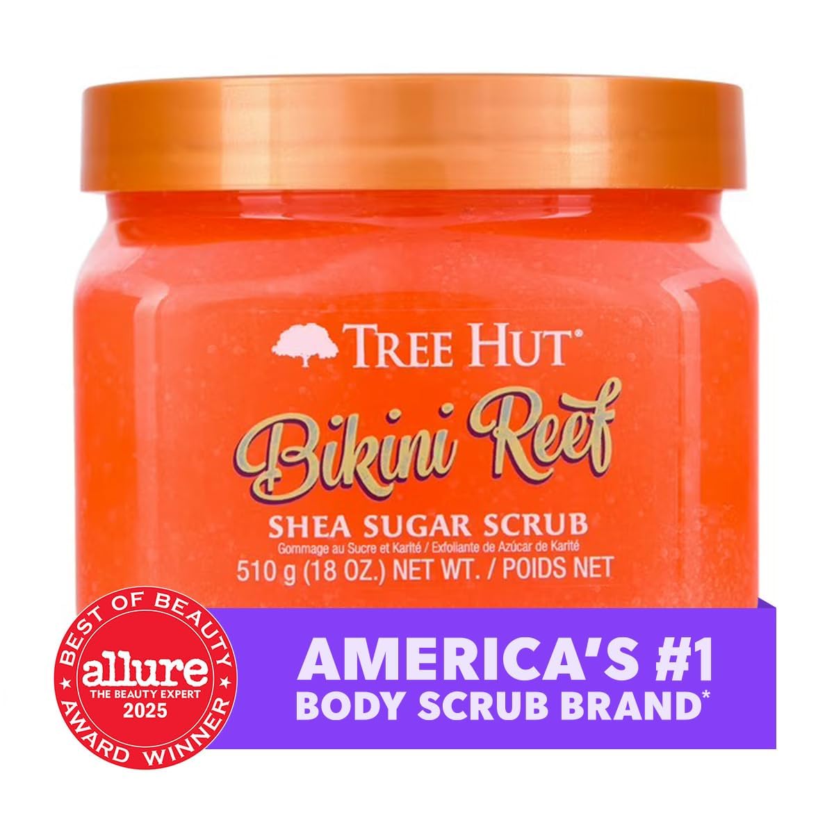 Imported Tree Hut sugar scrub back label with ingredients list