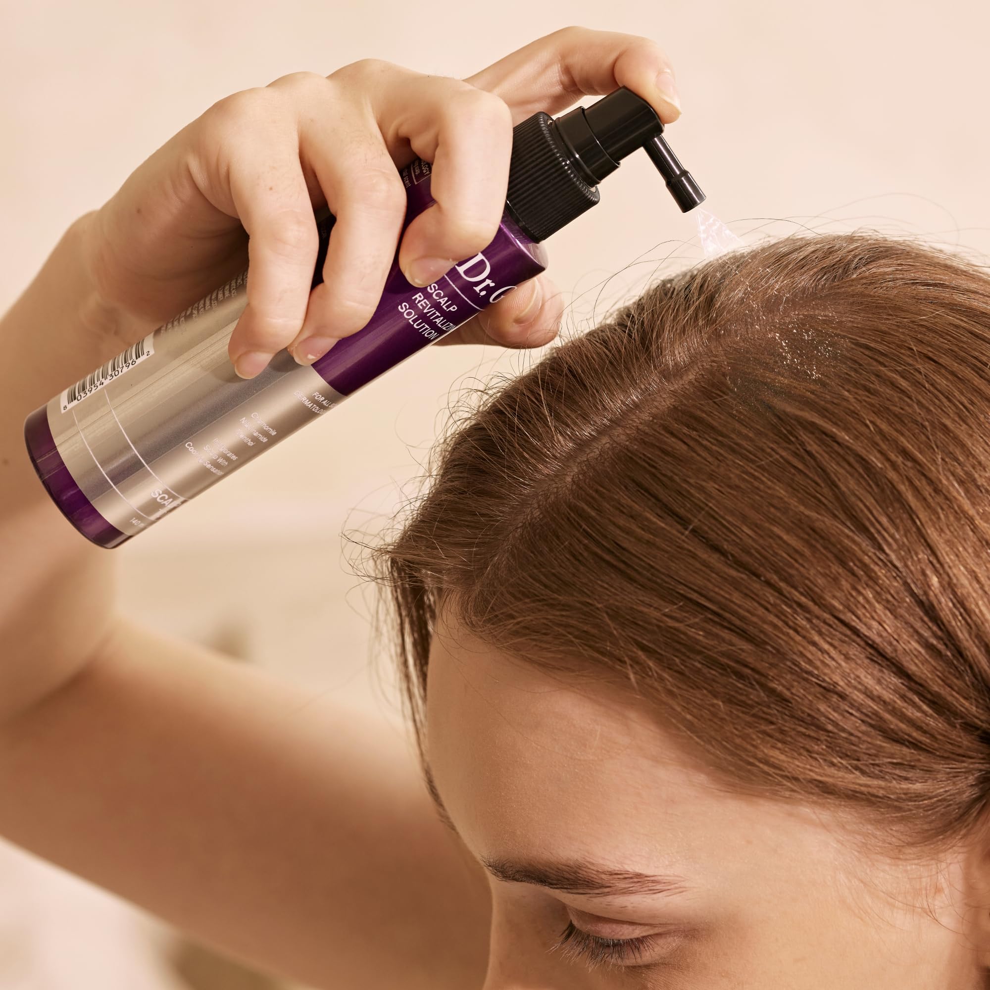 Dr. Groot Korean hair care revitalizing solution spray nozzle and packaging detail