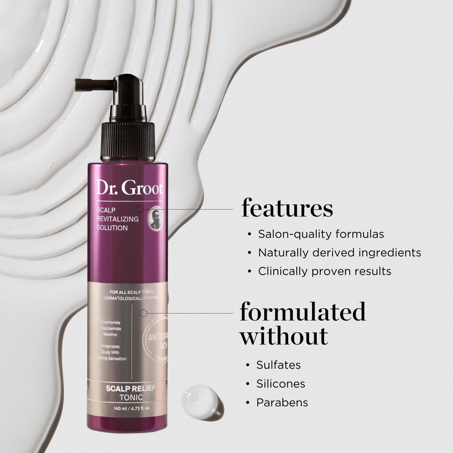 Dr. Groot chamomile and niacinamide cooling menthol spray for irritated scalp
