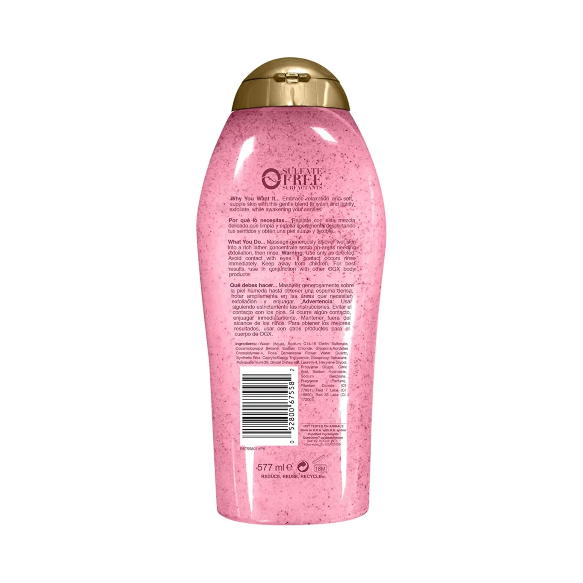 Authentic USA sourced OGX sensitive skin softening body wash texture view