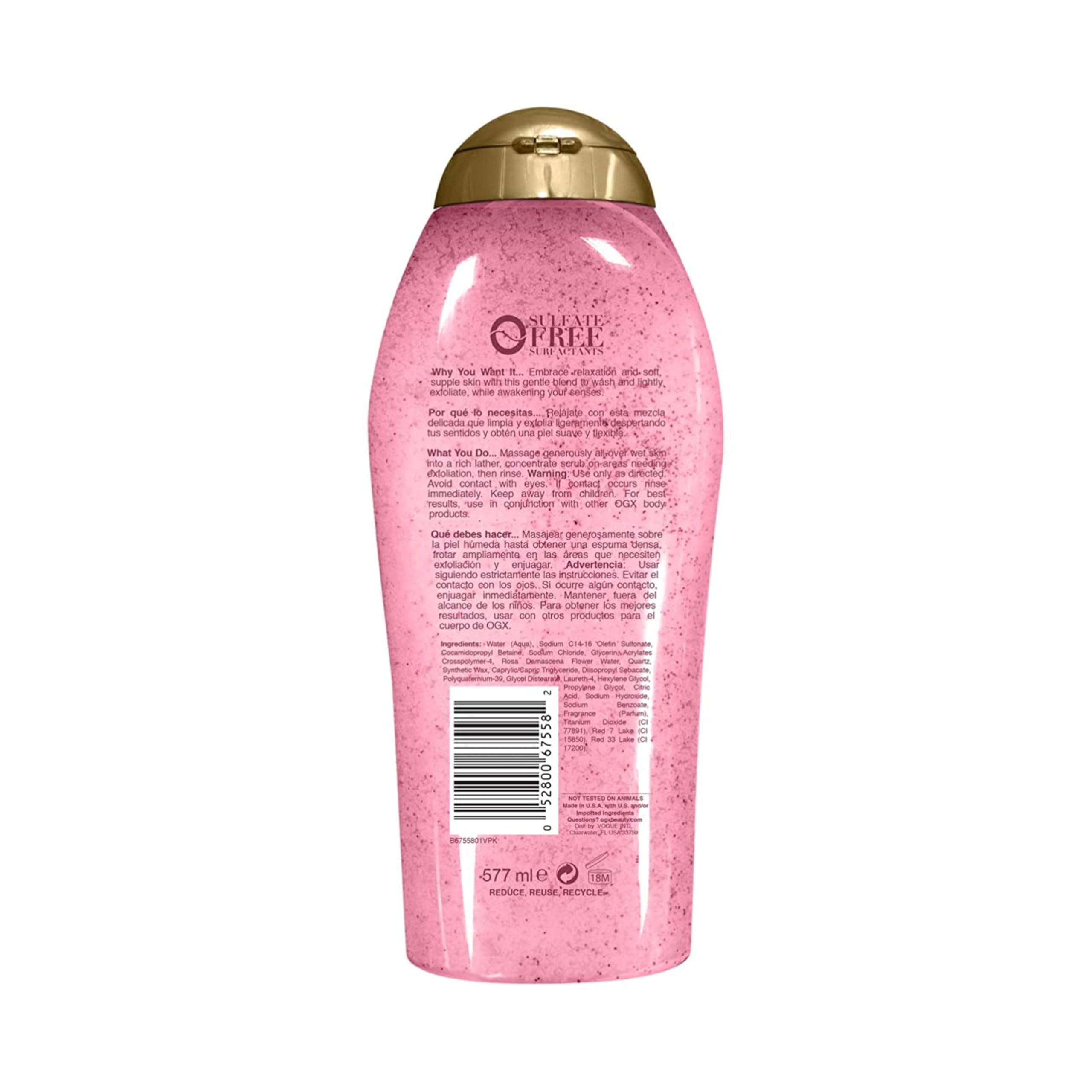 Authentic USA sourced OGX sensitive skin softening body wash texture view