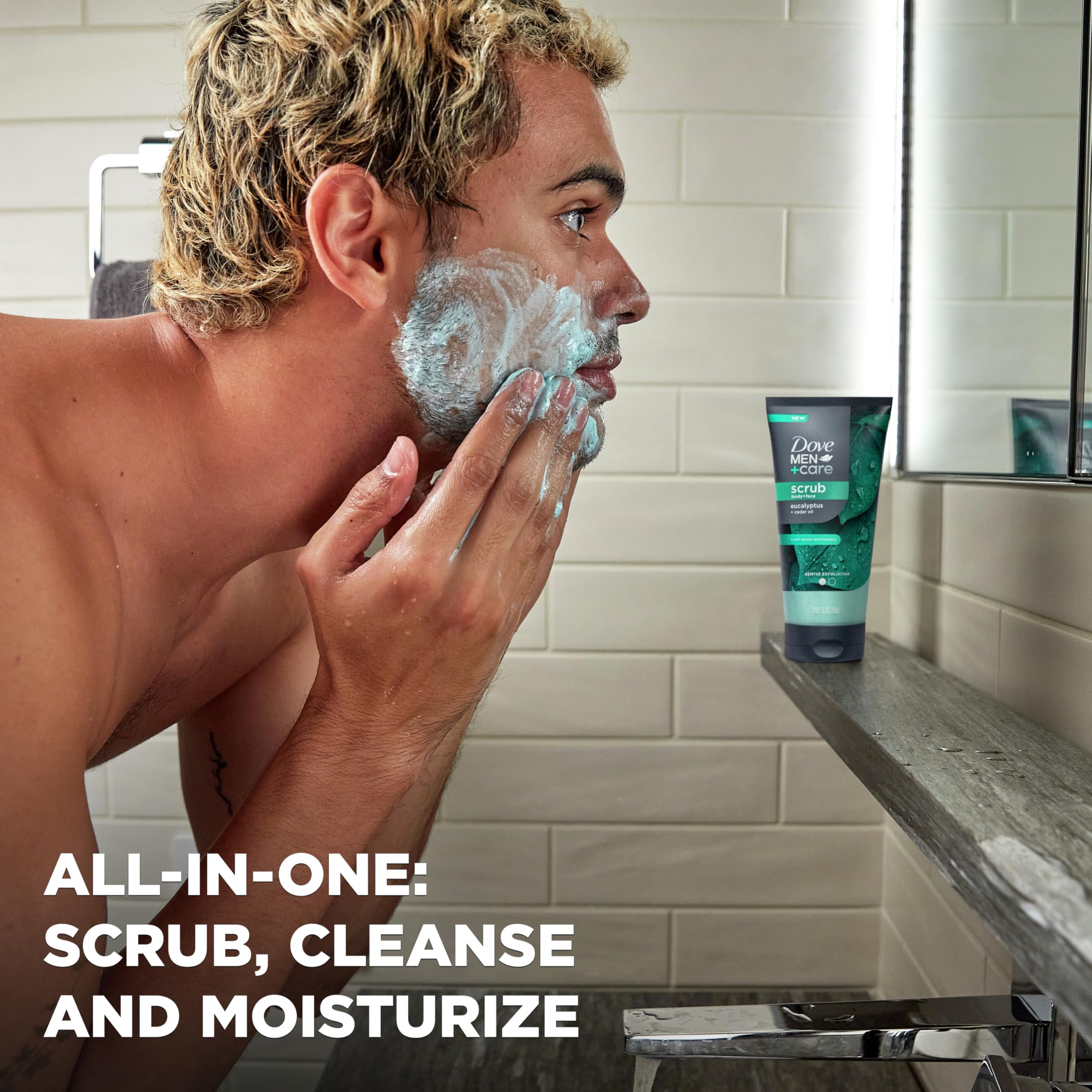 Authentic USA imported Dove Men skin care nourishing scrub bottle back panel