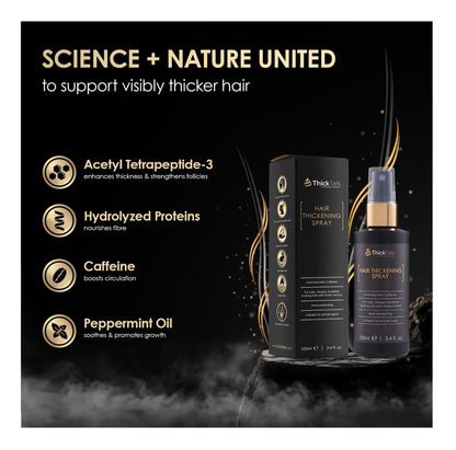 ThickTails authentic imported hair spray bottle highlighting its sulfate-free and cruelty-free formula
