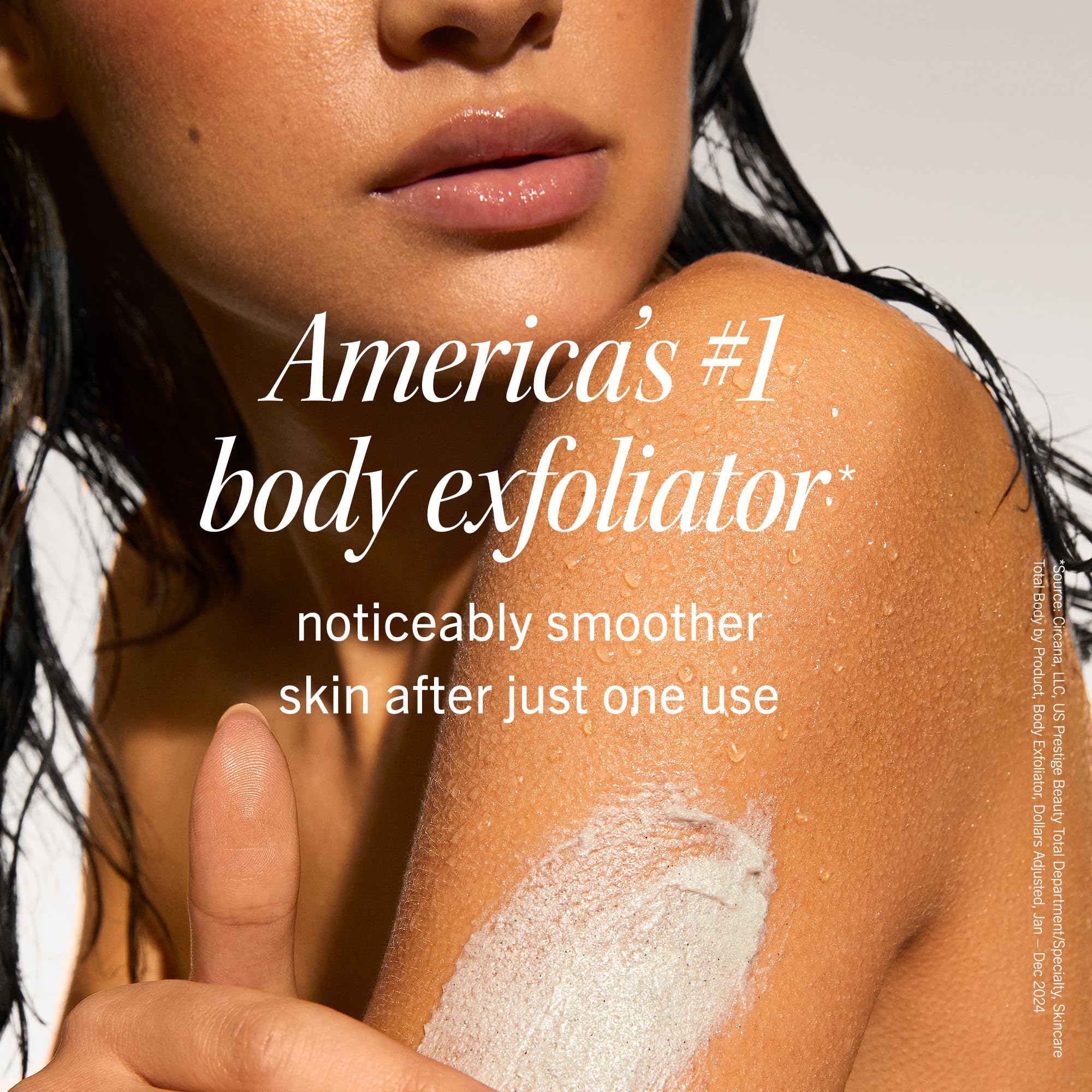 First Aid Beauty strawberry exfoliating scrub tube showing ten percent AHA details