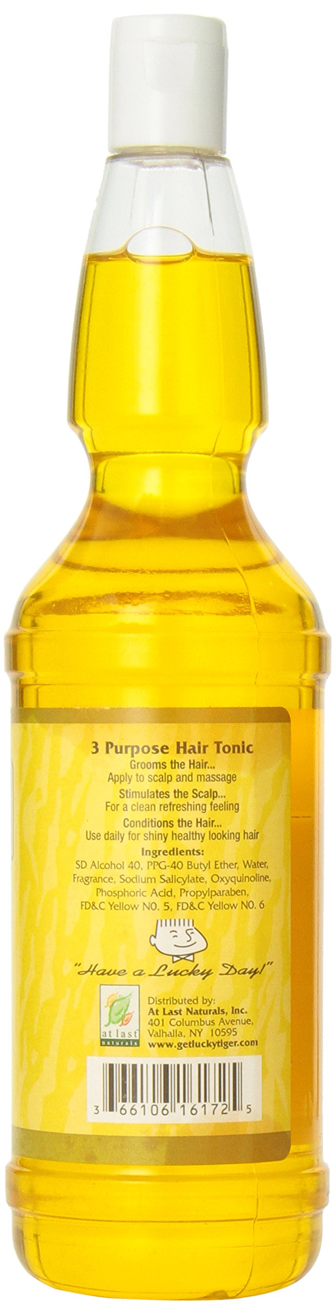 Lucky Tiger barbershop hair tonic sixteen fluid ounce amber bottle
