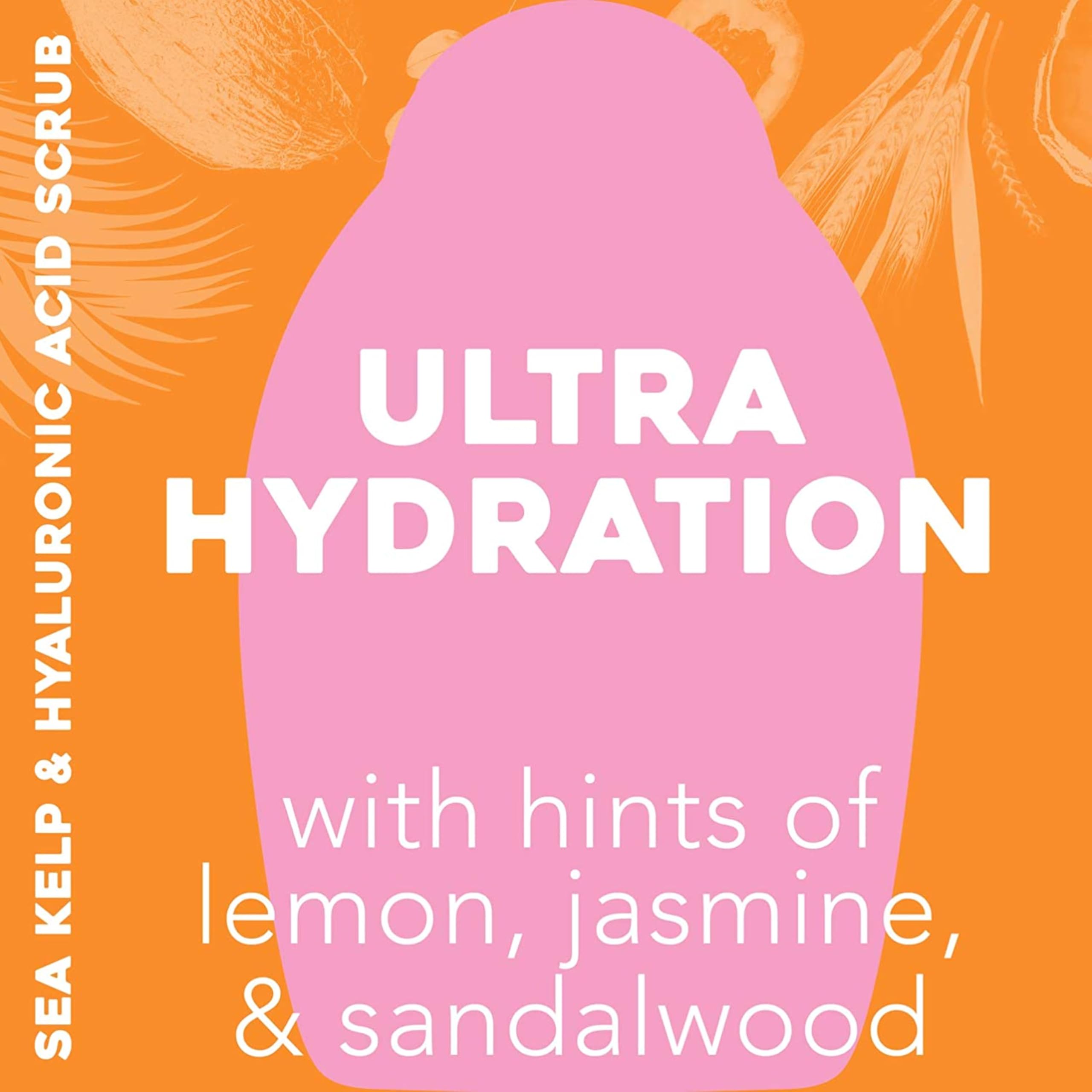 OGX sulfate free lightly moisturizing daily body wash with black rice ingredient callout.