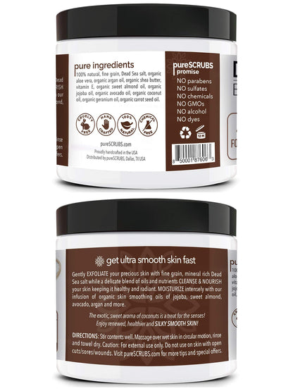 PureScrubs premium skincare set ingredients and packaging