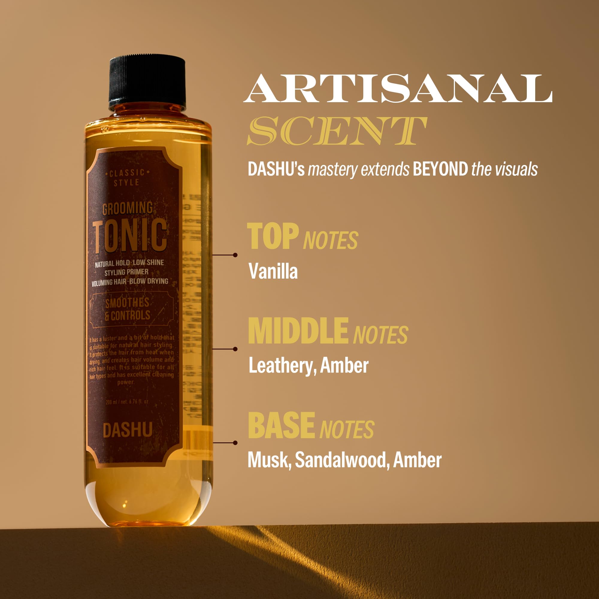 DASHU professional grooming tonic premium packaging detail for men