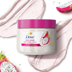 Dove 15 ounces body scrub jar packaging angle view