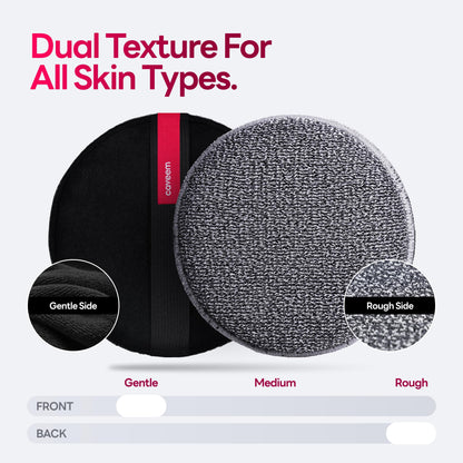 Close up view of the premium lightweight nylon mesh material on the Caveem body exfoliator.