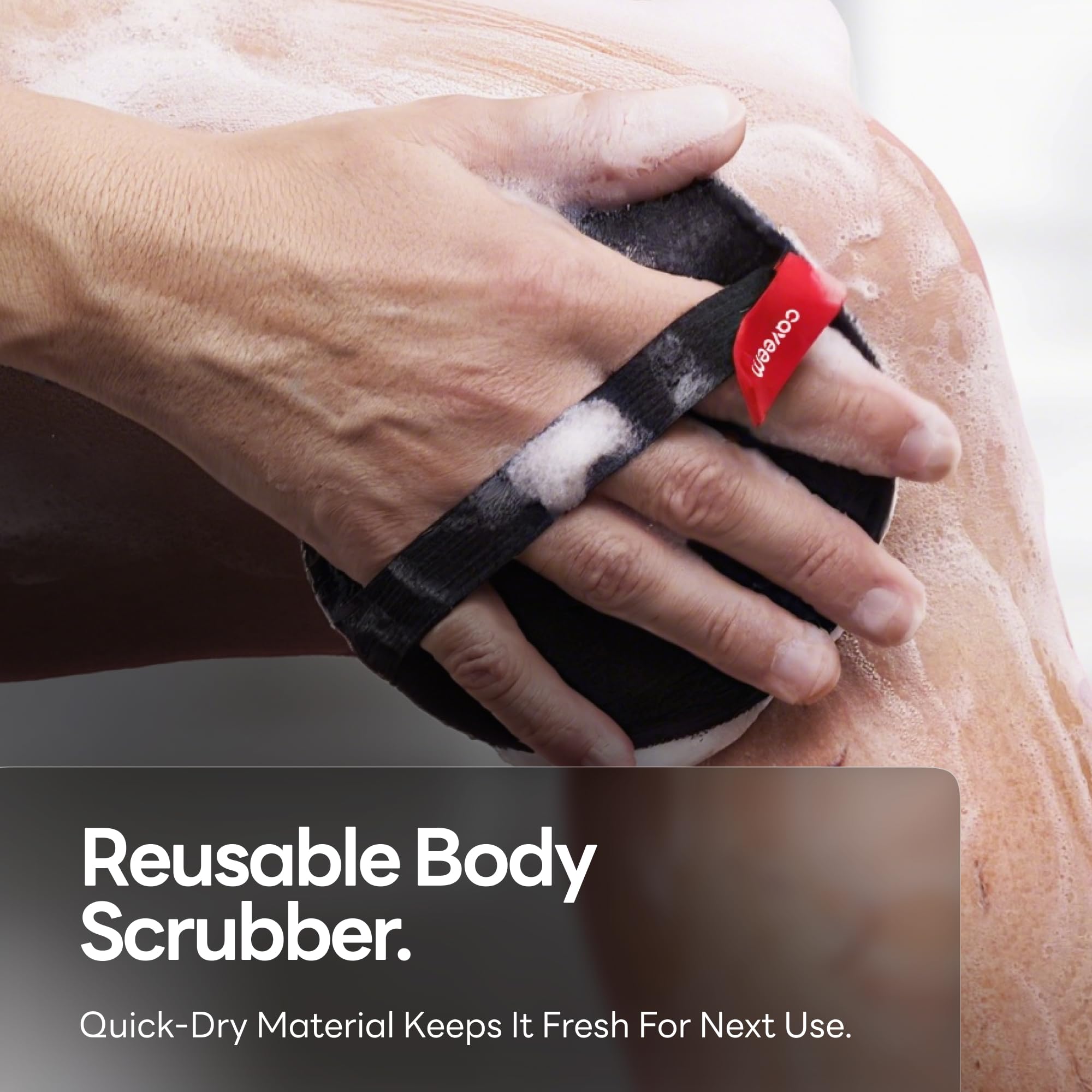 Two pack of Caveem exfoliating body scrubbers showcasing both the rough and gentle sides.