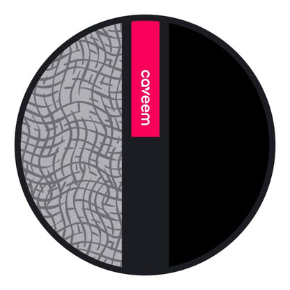 Packaging details of the imported Caveem dual texture bath buffer pack of two.