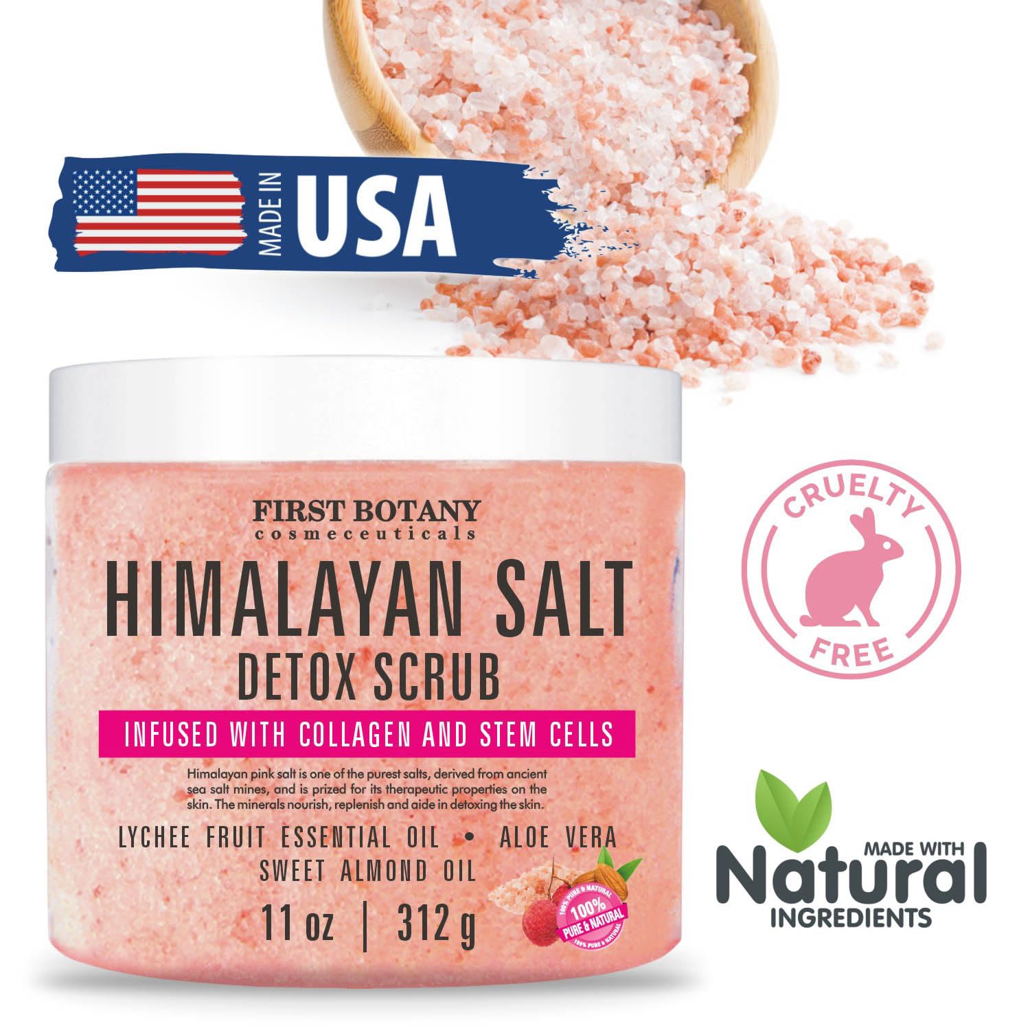 First Botany exfoliating facial and body salt scrub souffle jar