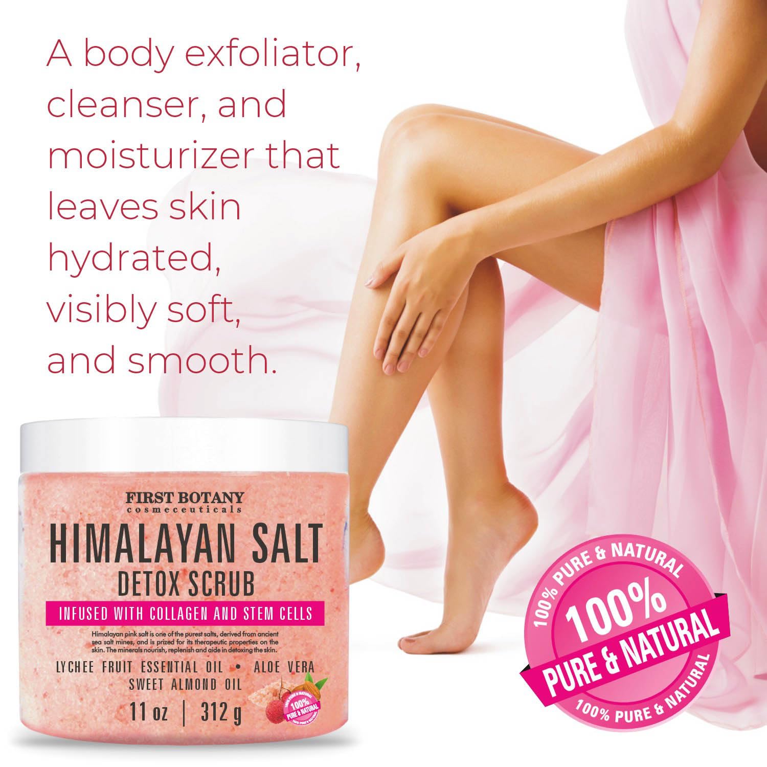 First Botany detox scrub with collagen and stem cells packaging