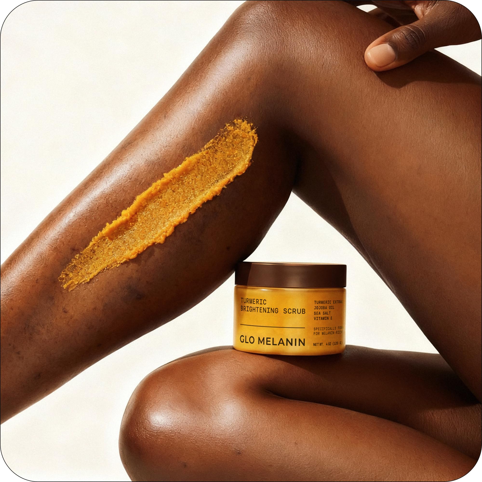 GLO Melanin hyperpigmentation treatment scrub lid and label details