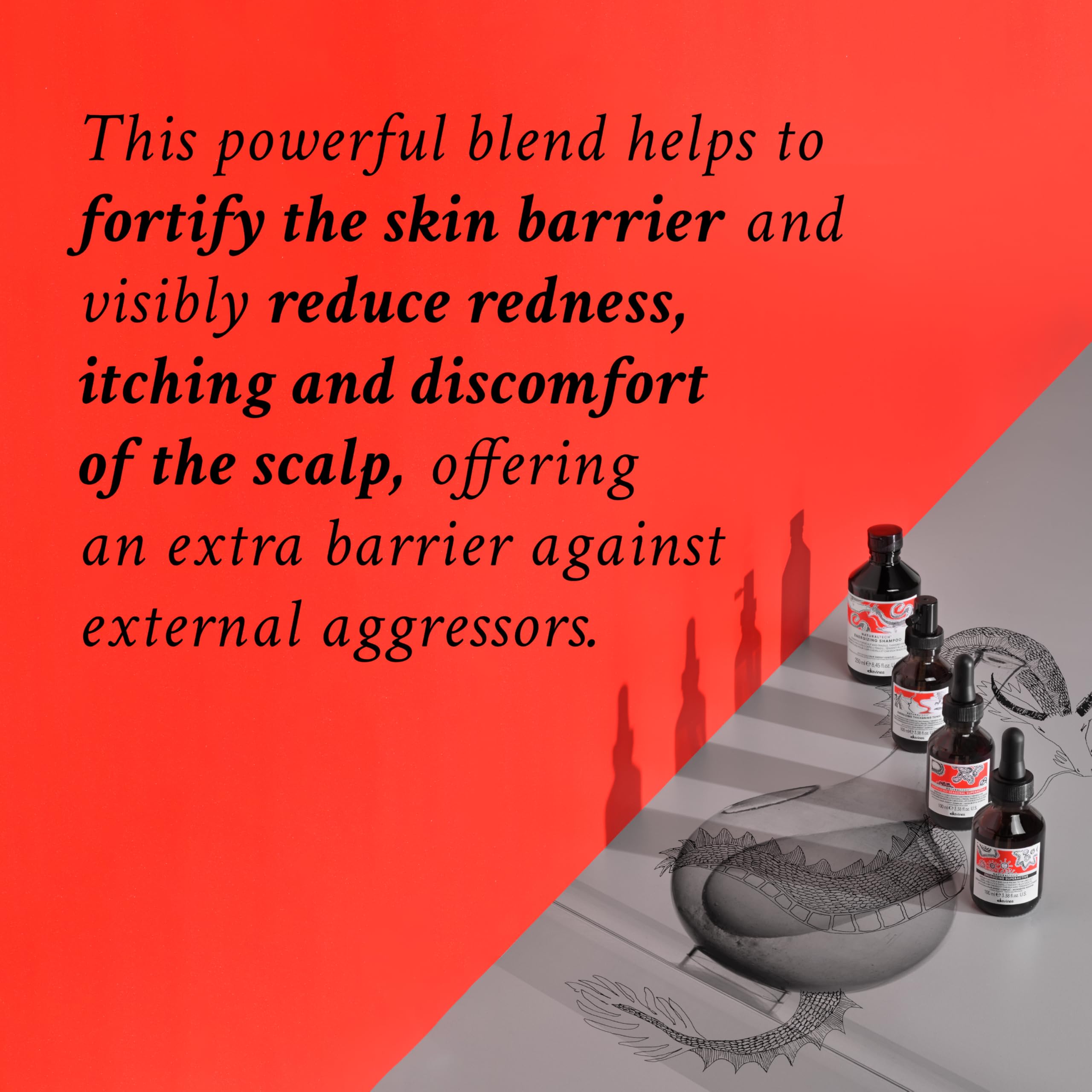 Davines Energizing Thickening Tonic 100ml amber bottle with pump dispenser