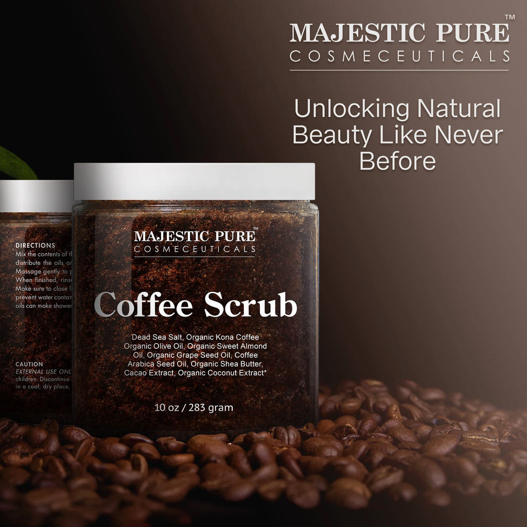 Lifestyle presentation of Majestic Pure Arabica Coffee Scrub for home spa use