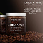 Lifestyle presentation of Majestic Pure Arabica Coffee Scrub for home spa use