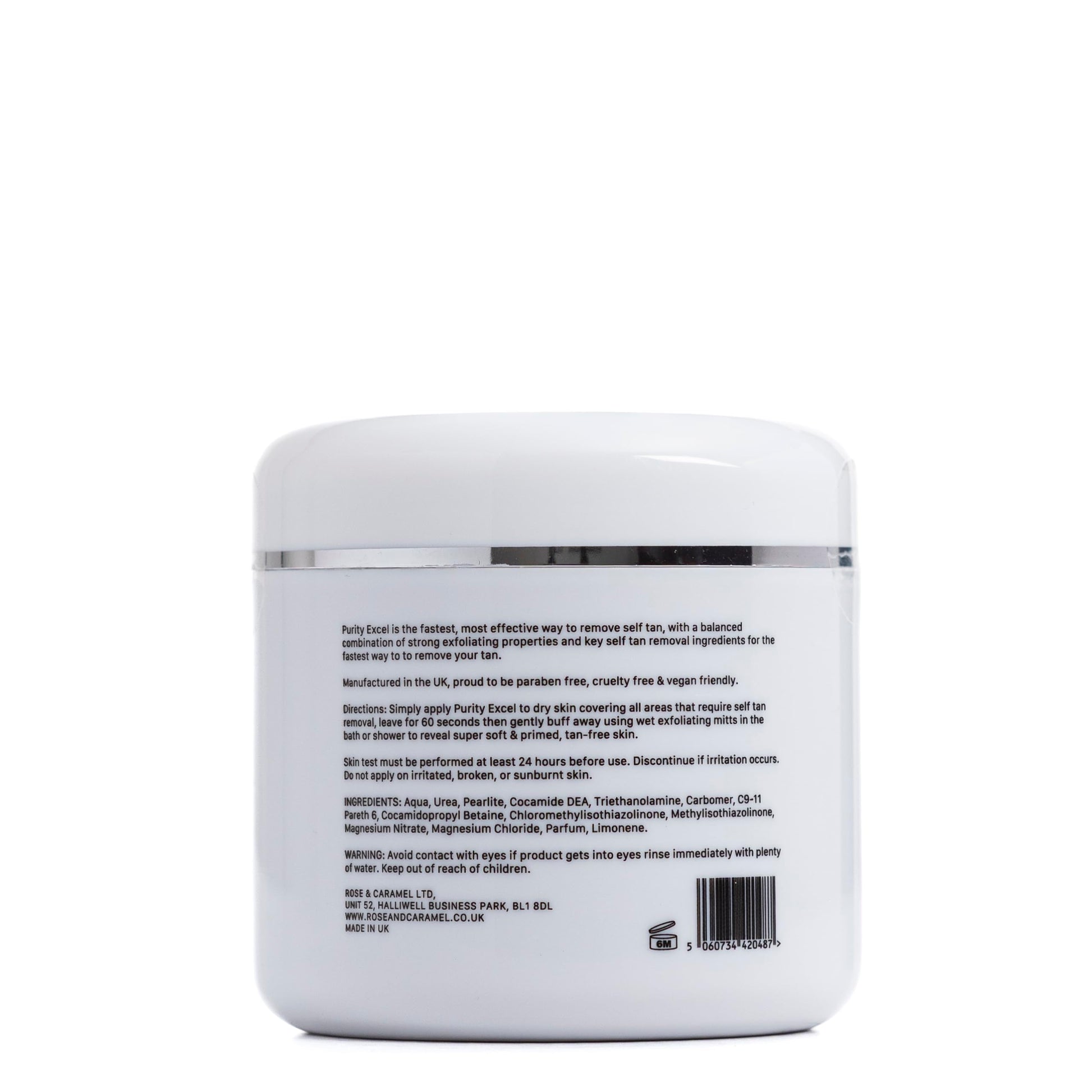 Rose and Caramel express self tan remover body scrub texture close up