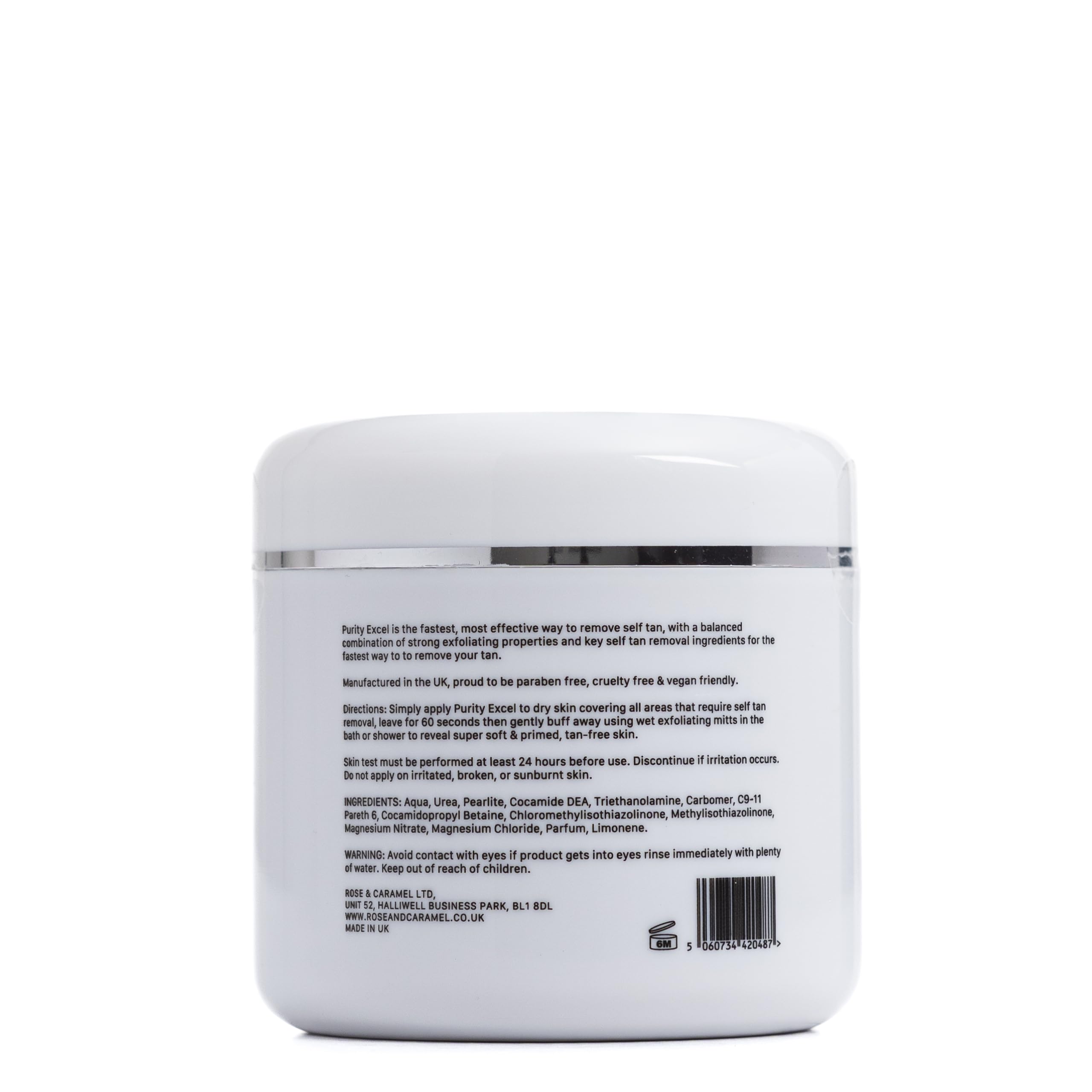 Rose and Caramel express self tan remover body scrub texture close up