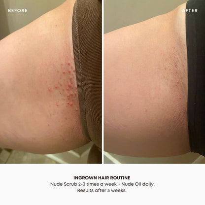 Back label of Bushbalm Nude oil showing natural botanical ingredients