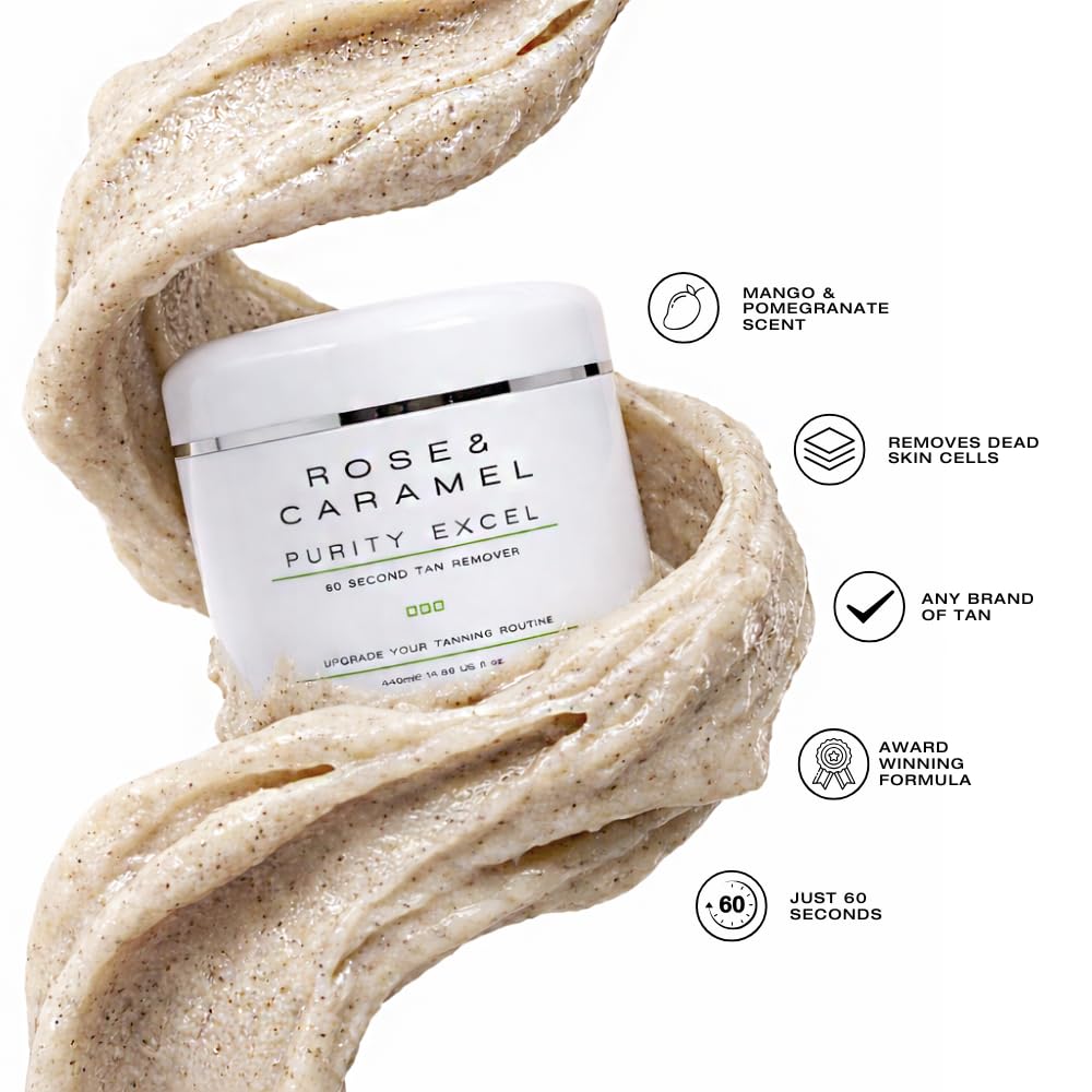 Rose and Caramel 440ml exfoliating tan eraser back label with instructions