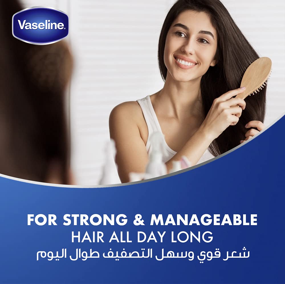 Applying Vaseline Intensive Care Hair Tonic to prevent scalp dryness