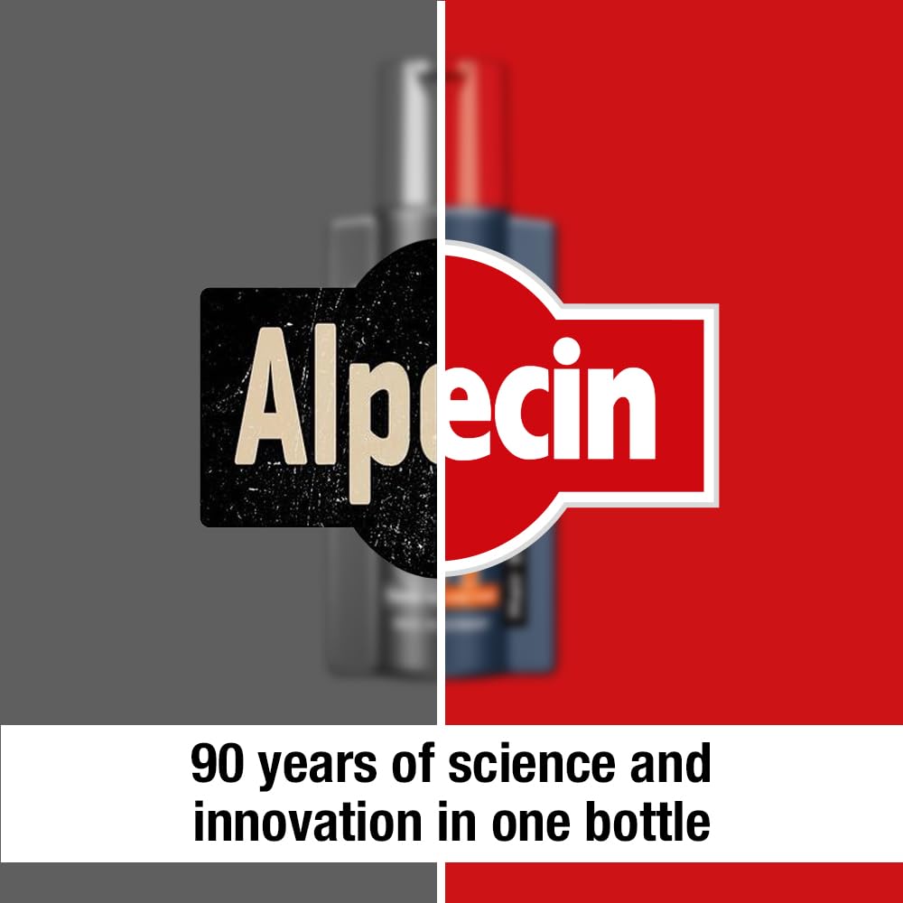 Three pack box of Alpecin leave in topical solution for men experiencing hereditary hair thinning.