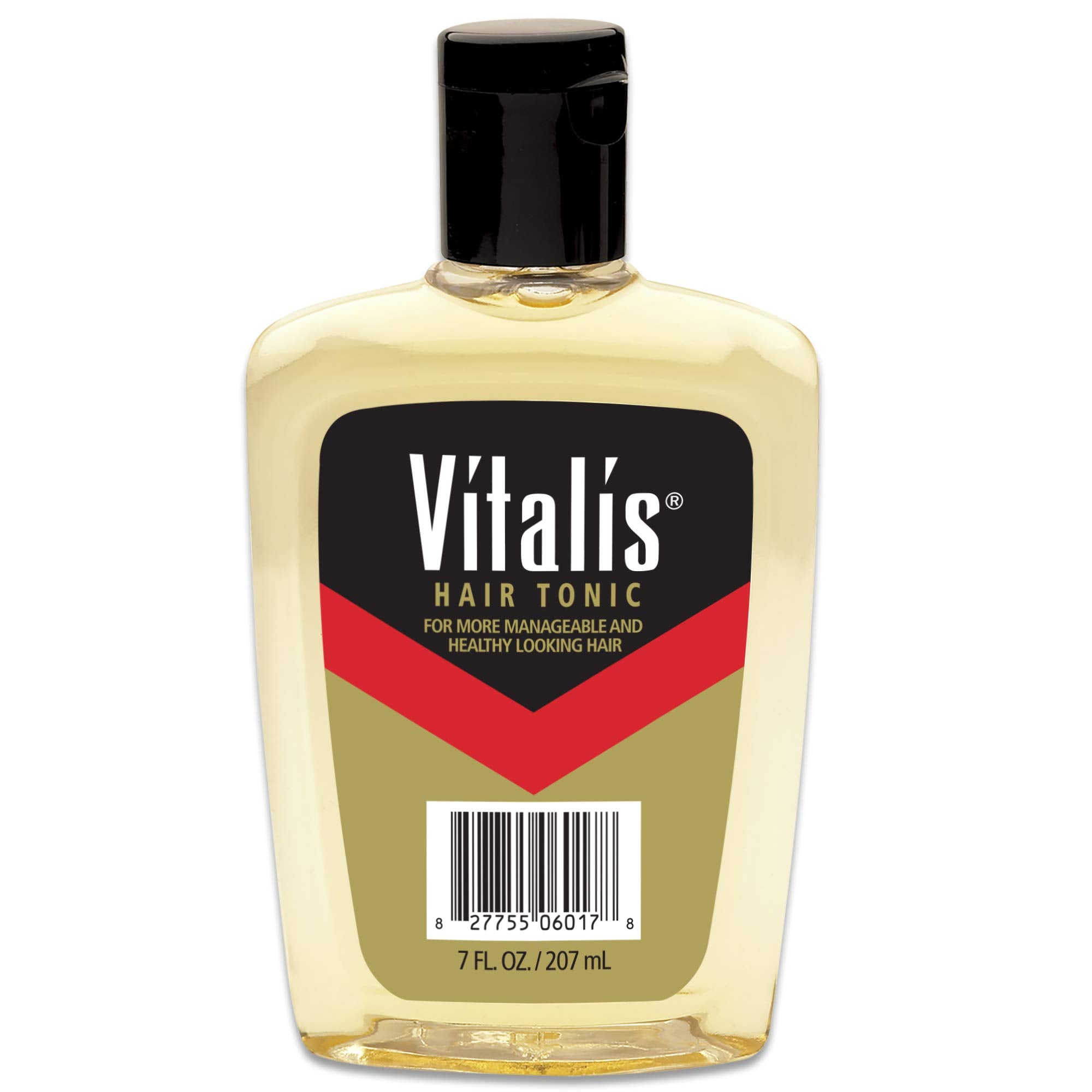 Vitalis Hair Tonic V7 formula back label instructions and ingredient details close up view