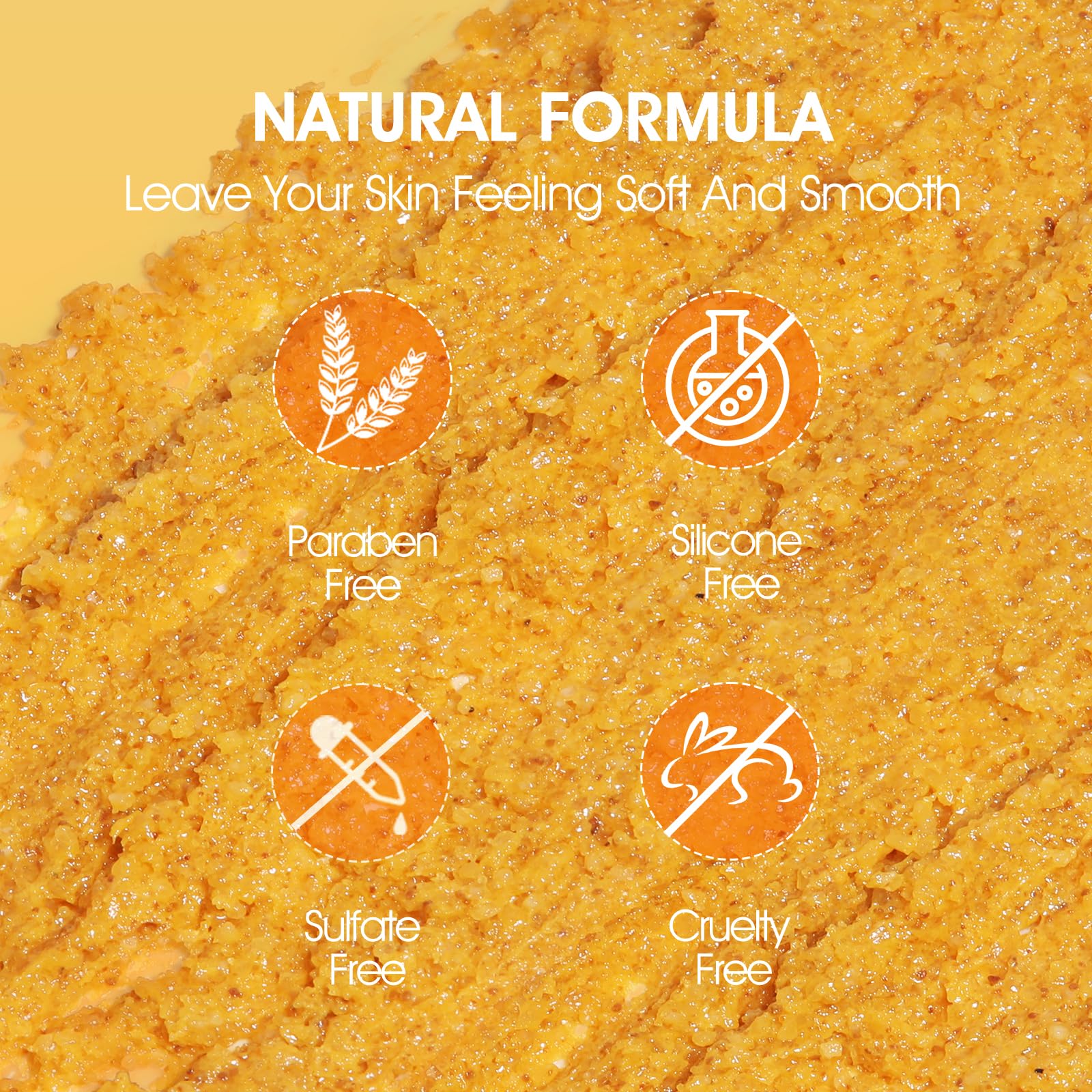 VOERUY 320g coconut oil and turmeric body scrub packaging