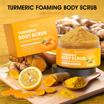 VOERUY imported natural ingredient body scrub label detail