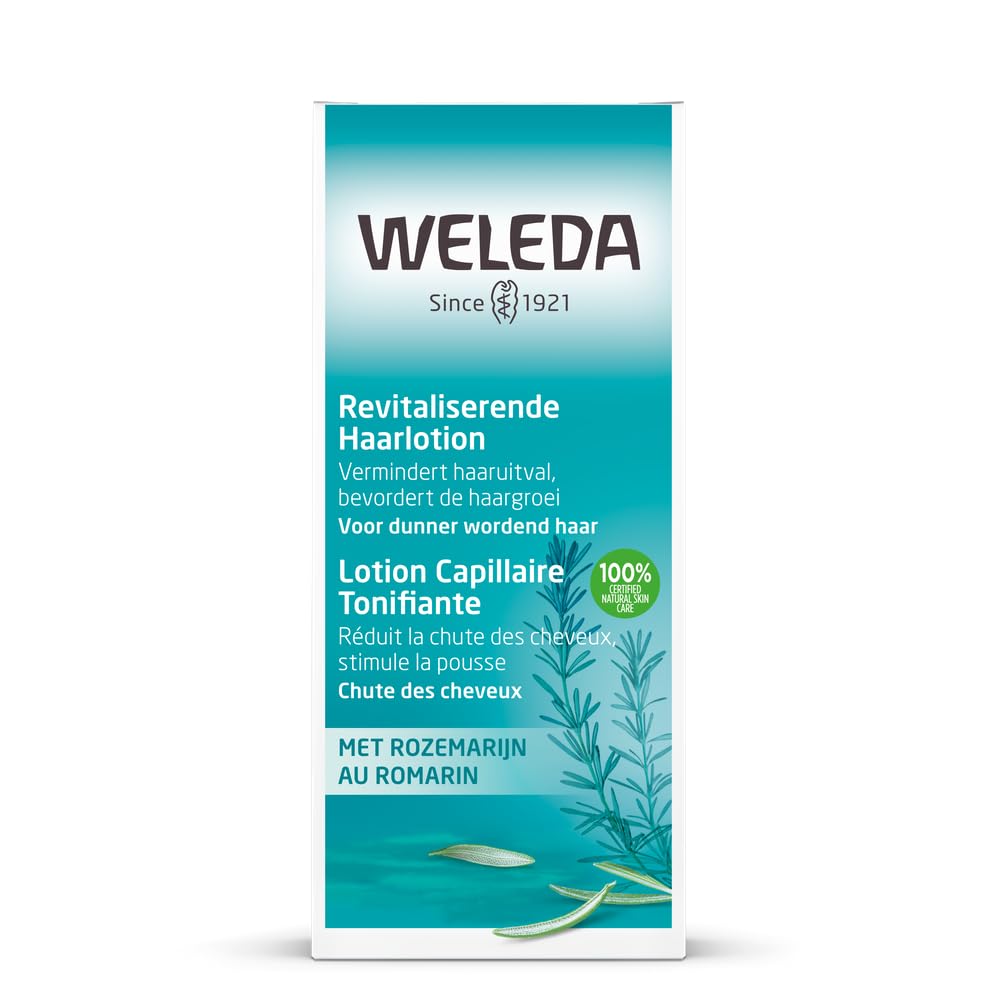 Weleda Rosemary Toning Hair Lotion imported packaging showing natural ingredients