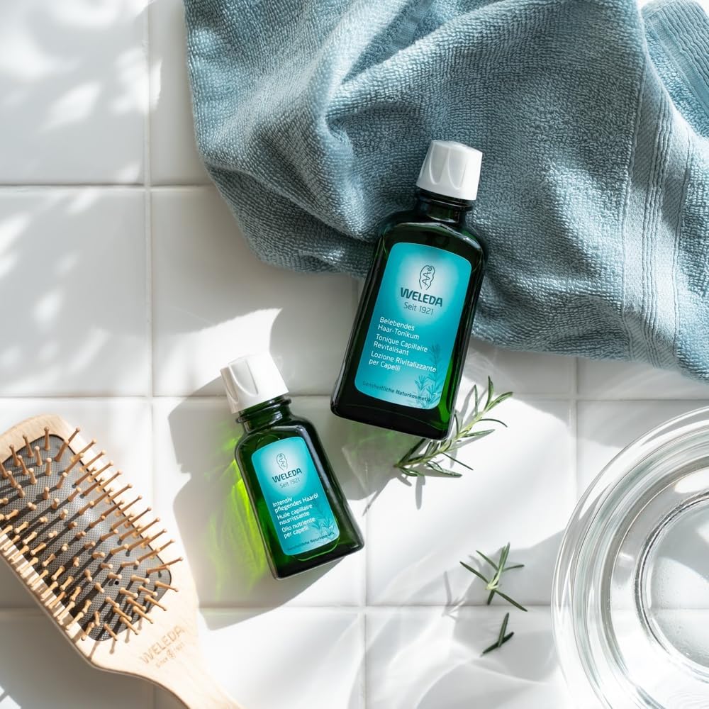 Lightweight vegan hair loss tonic bottle close up for scalp care
