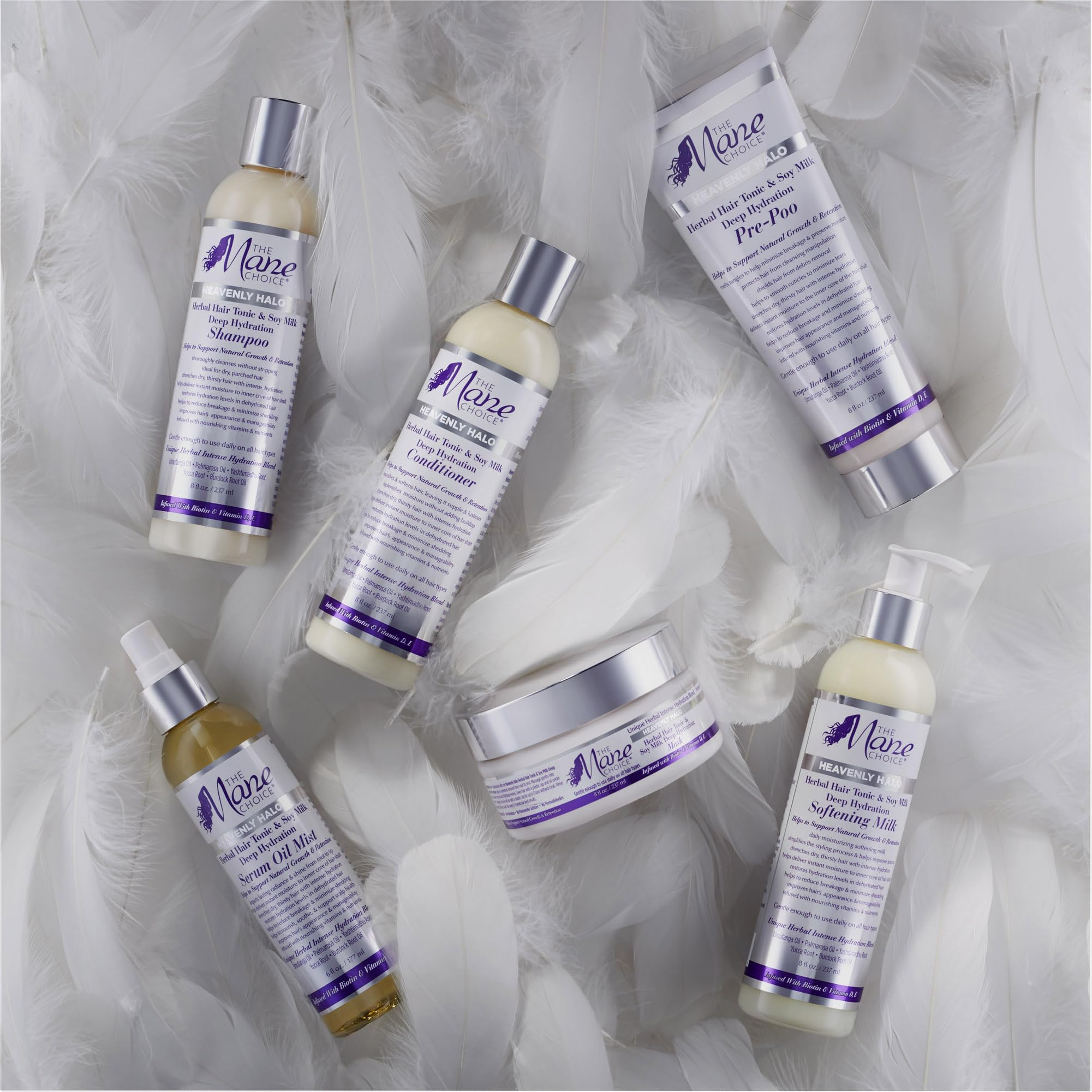 The Mane Choice Heavenly Halo collection hair care product for frizz control and length retention