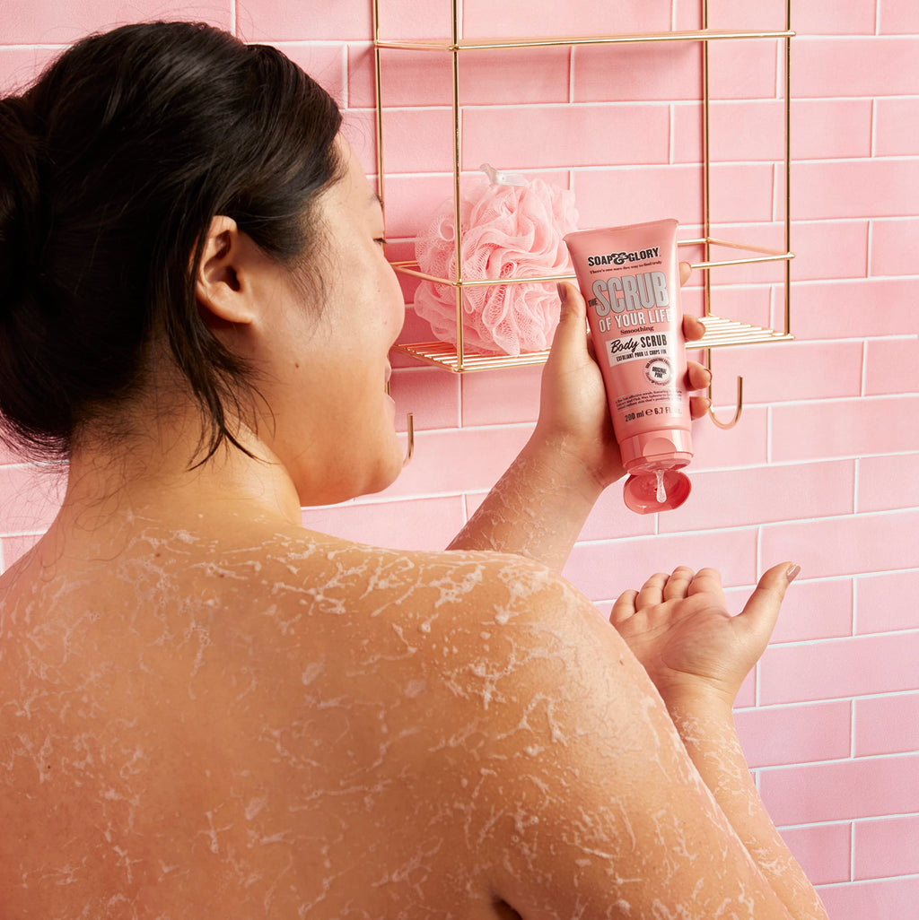 Soap & Glory Original Pink body polish squeeze tube side angle