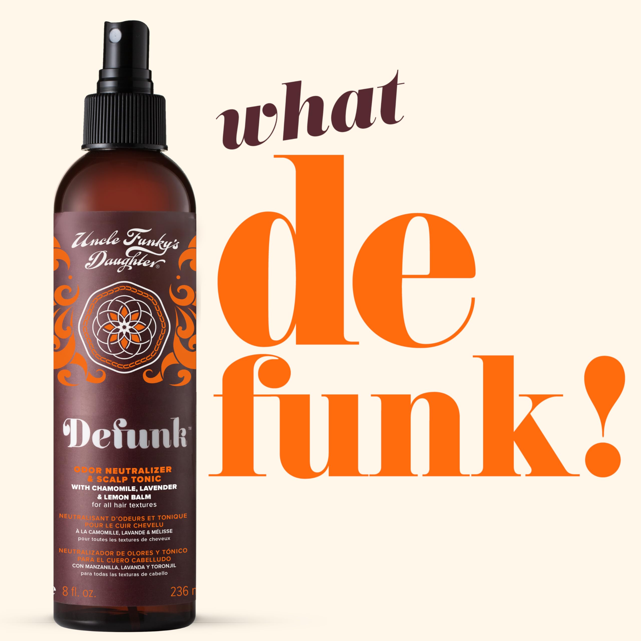 Uncle Funky's Daughter Defunk herbal hair refresher spray bottle packaging details