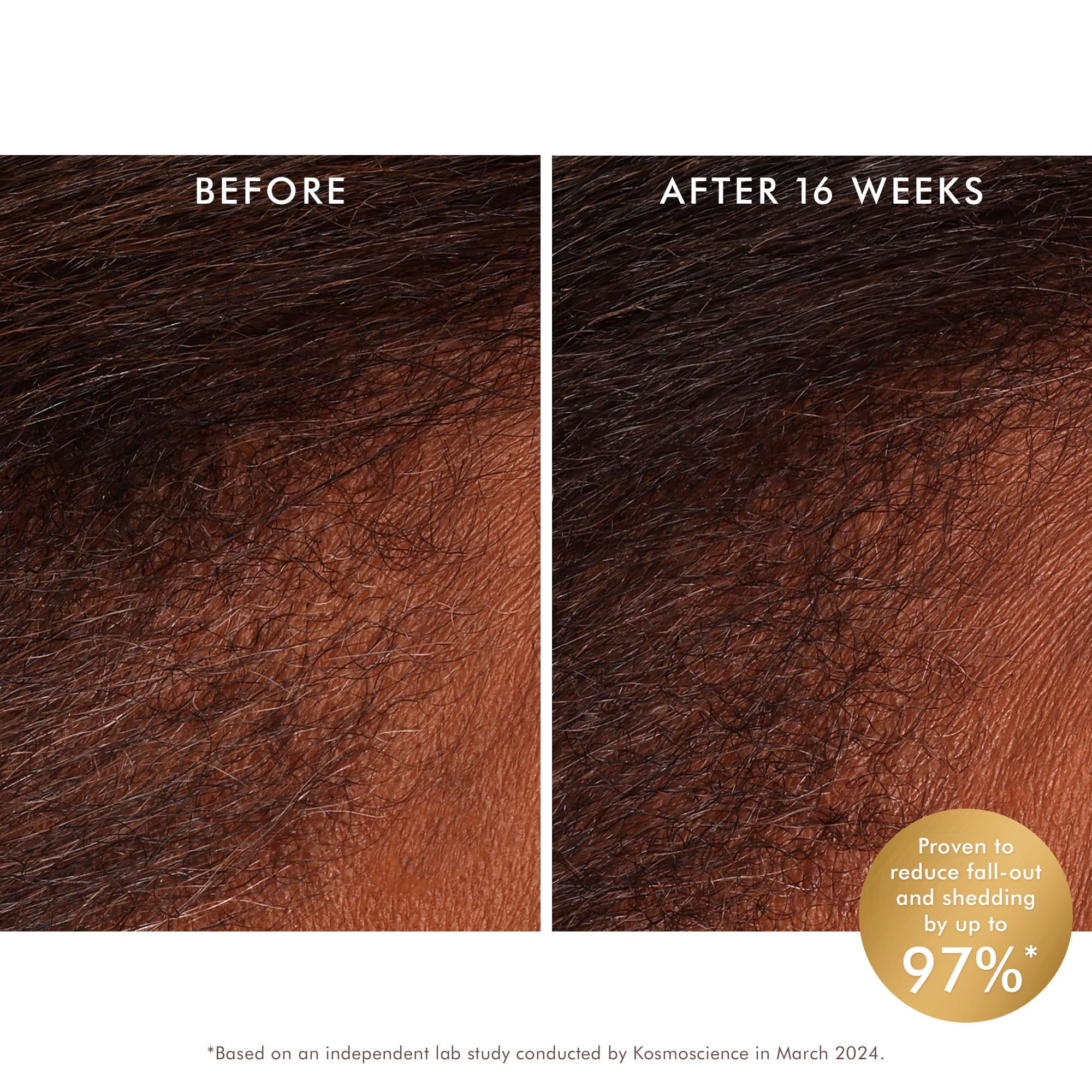 Moroccanoil weightless leave in scalp spray packaging showing clinical shedding reduction details.